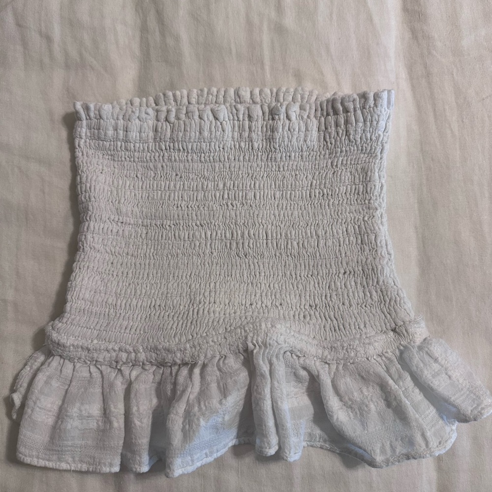 White Fitted Ruffle Top